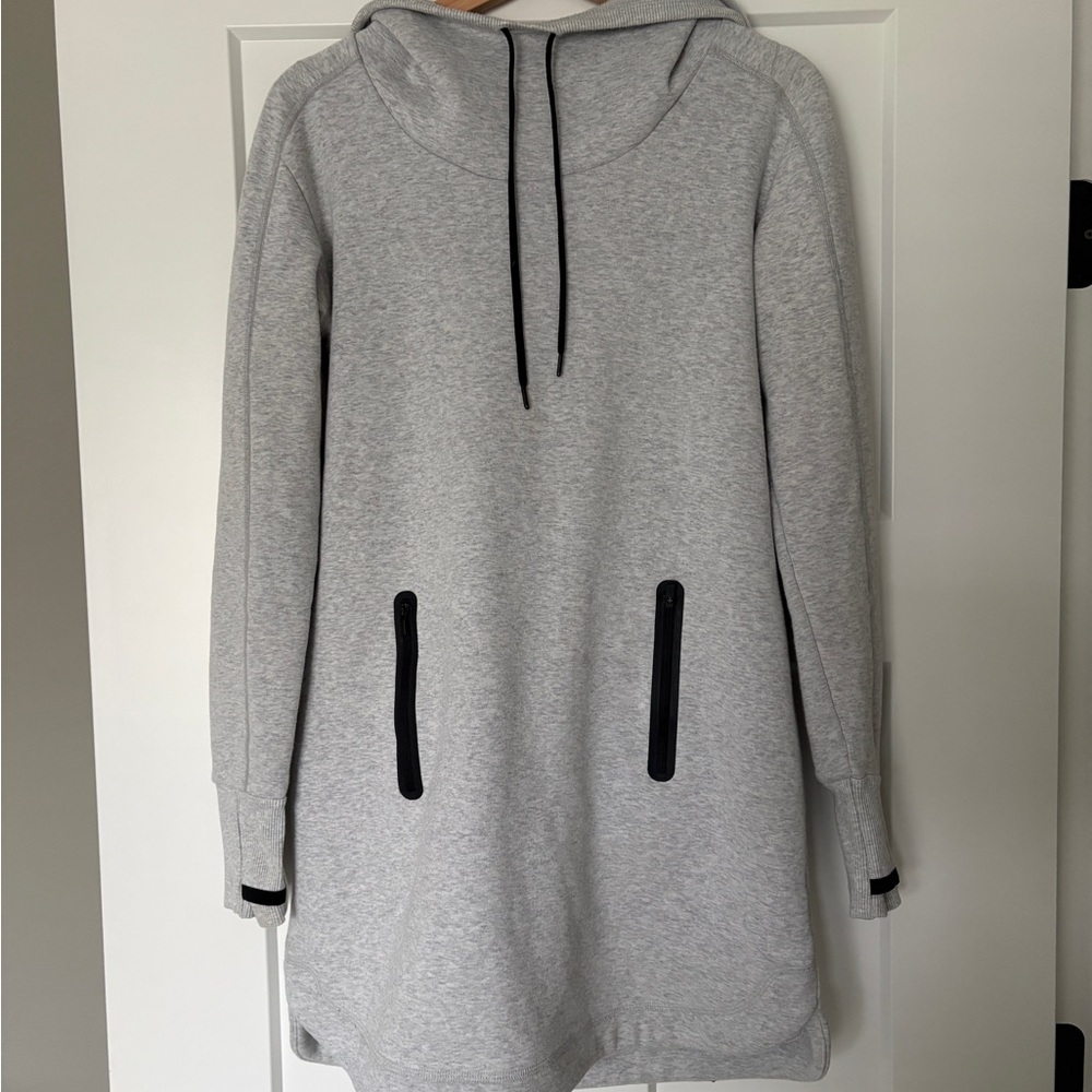 Athleta Gray and Black Hooded Dress